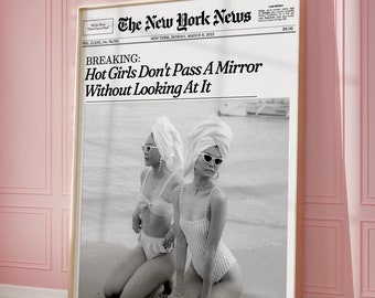 Trendy Newspaper Print, Bathroom wall art, Affirmations Poster, New York News | Dorm decor, Retro Wall Art | Instant Download