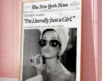 Trendiger Zeitungsdruck, New Yorker Zeit Wandkunst, Retro Frauen Magazin Poster, Badezimmer Dekor, Mädchen Wohnheim Zimmer Vintage Dekor | Sofort Download