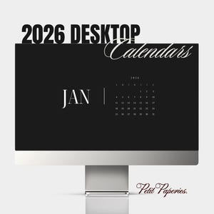 2026 Desktop Wallpaper Calendar: Black & White Classic contrast Desktop Backgrounds | Minimalist Simple design | Mac and Windows compatible