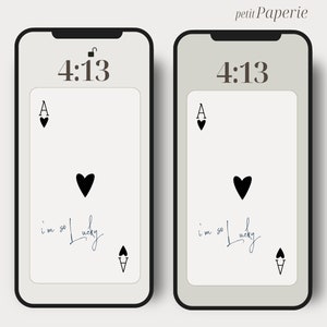 Tapety na iPhone'a Lucky Girl | As Kier Szczęście Jestem taki Szczęśliwy | Modna Sztuka Kart do Gry, Retro Afirmacje | Natychmiastowe Pobieranie