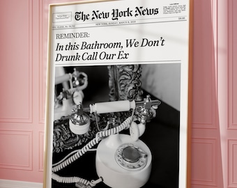 Trendy Wall Art, Newspaper Print, Bathroom wall art, New York Magazine Cover, Retro Vintage Bar Cart, Preppy Decor | Instant Download