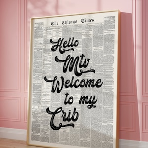 トレンディなウォールアート、Hi MTV、Welcome to my Crib プリント、レトロな新聞、タイポグラフィ ポスター、アパートメントの美学、プレッピー | 即時ダウンロード
