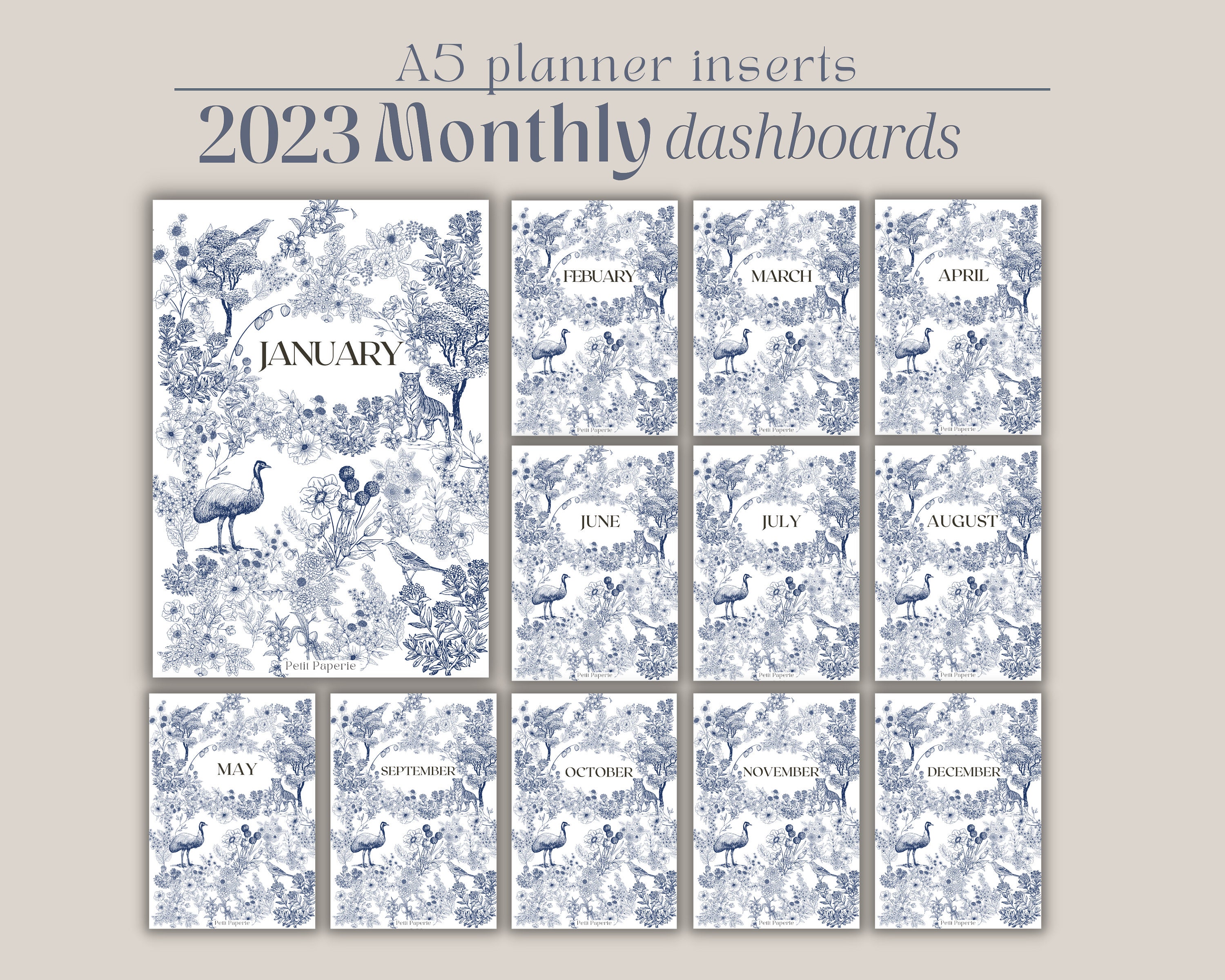 MONTHLY Printable Planner Dividers | Modern Minimalist Planner Inserts ...