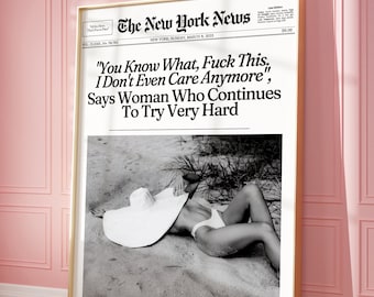 トレンディな新聞プリント、「You Know What..」ウォールアート、ヴィンテージの美的ニューヨークニュースプレッピー寮の装飾、バーカートウォールアート | 即時ダウンロード