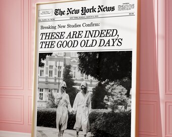 Retro Newspaper Headline, Retro Girly Decor, Fashion Poster, Preppy Funky Wall Art College Dorm Decor Print | Instant Download