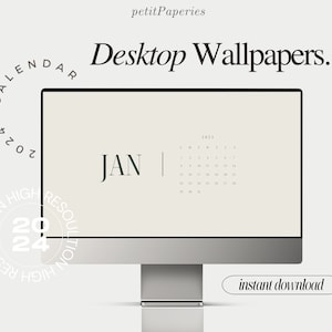 2025 Desktophintergründe, Kalender 2025, Creme & Grün, Klassisch dass Mädchen Ästhetik, Minimalistisches Einfaches Design, neutrales Boho | Mac und Windows