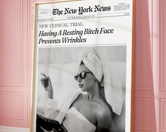 Trendy Zeitungsdruck: Girly Wandkunst, New Yorker Zeitung, Zeitungsdekor, Retro Wandkunst | Sofort Download