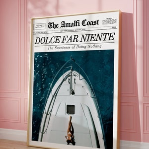 Zeitungsdruck, Dolce Far Niente, La Dolce Vita, Italienischer Sommer Wand Kunst Magazin Überschrift | Trendige Wall Art Vintage, druckbare Wandkunst