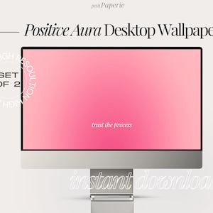 Positive Gradient Aura Pink Affirmations Theme Desktop Wallpaper | Gradient Blur Minimal Cute Desktop Laptop backgrounds | Instant Download