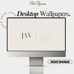 Fondo de pantalla del calendario 2026: Diseño minimalista en crema y verde (descarga digital)