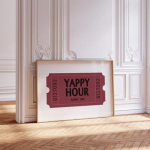 Yappy Hour Print, Happy Hour Bar Cart Wall Art, Bar Cart Printable, Retro Cocktail Art, Party Drink Sign, Instant Digital Download