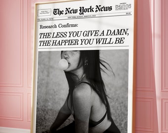 Trendy Newspaper Print, Retro Newsprint Headline Poster, Apartment Decor, Preppy Wall Art, College Dorm Decor Print | Instant Download