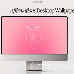 Positive Gradient Aura Pink Affirmations Theme Desktop Wallpaper | Gradient Blur Minimal Cute Desktop Laptop backgrounds | Instant Download