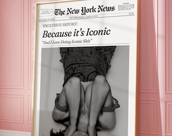 Trendy Newspaper Print, Retro fashion Newsprint Headline Poster, Apartment Decor, Preppy Wall Art, College Dorm | Instant Download