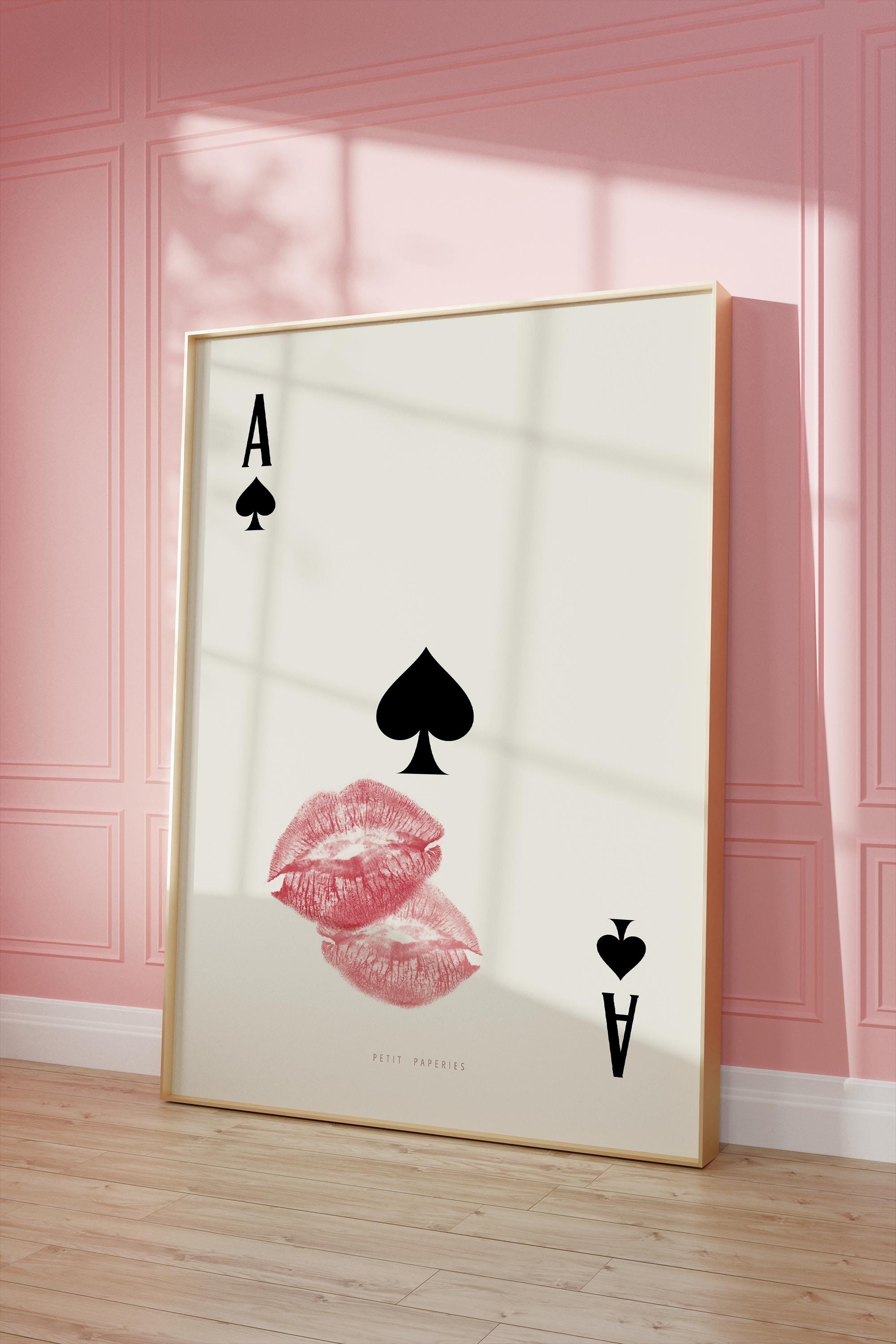 Playing Card Wall Art, Ace of Spades Kiss Print: Trendy Retro Kiss