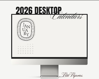2026 Desktop Calendar Wallpapers with a Minimalist Modern Simple design | Compatible with Mac and Windows | Set of 12 Months