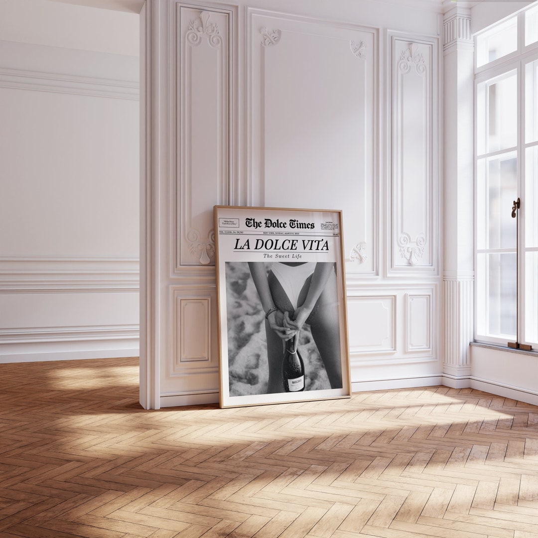 La Dolce Vita Print, Newspaper Print, Trendy Wall Art, Italian Summer ...