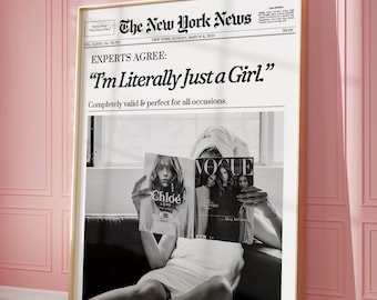 Trendy Newspaper Print: New York Wall Art, Retro Magazine Poster, Bathroom Wall Print Girly Dorm Room Retro Decor | Instant Download