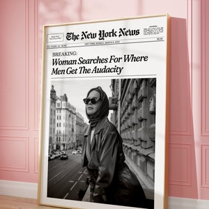 Trendy krantenprint, krantenkop kunst aan de muur, New York News, Girly poster, kunst aan de universiteitsmuur, Girly It Girl slaapzaal retro | Afdrukbare muurkunst