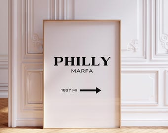 Philly Philadelphia Wall Art Print, Trendy Poster Wall art, College Graduation Dorm Poster Apartment Aesthetic | Instant Digital Download
