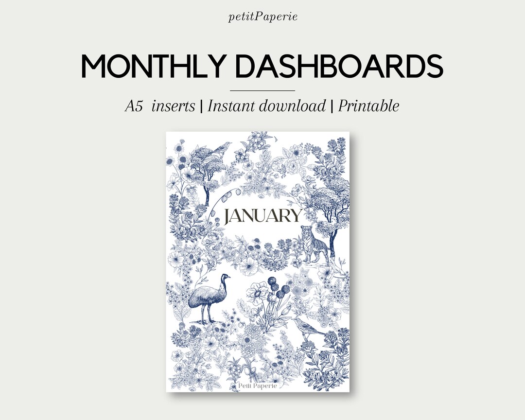 MONTHLY Printable Planner Dividers | Modern Minimalist Planner Inserts ...