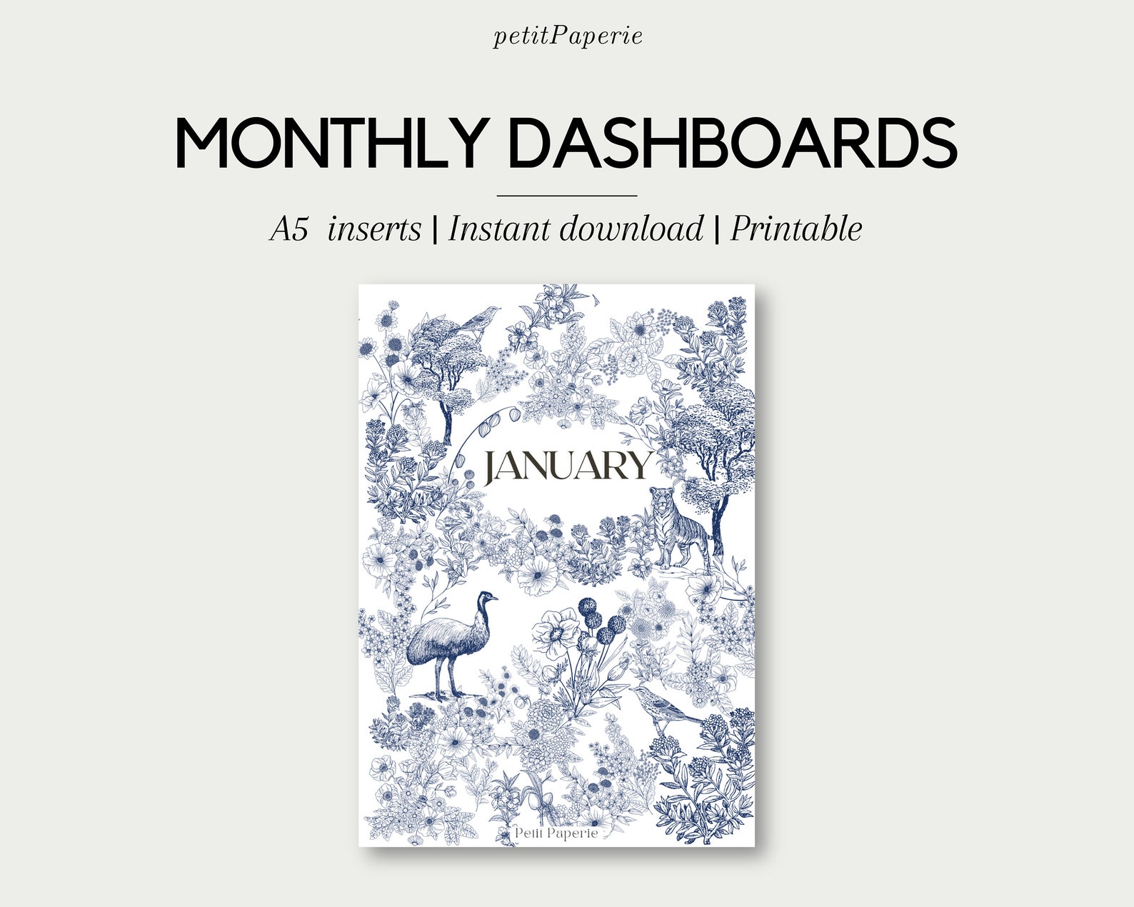 MONTHLY Printable Planner Dividers | Modern Minimalist Planner Inserts ...