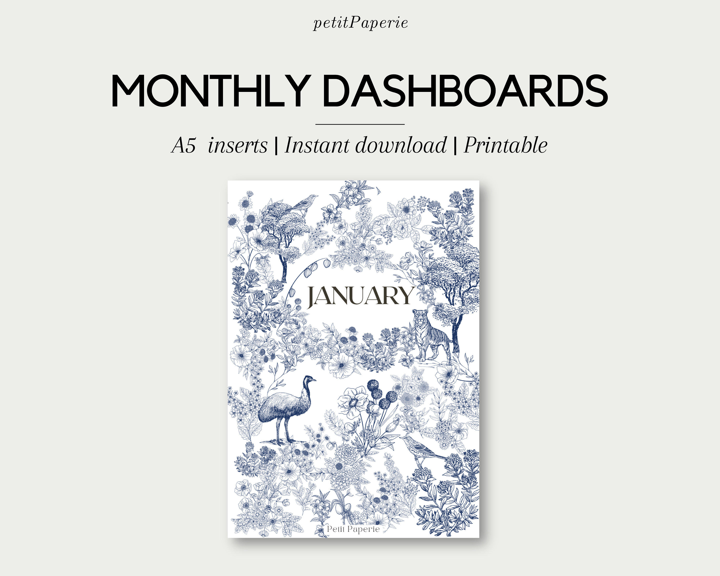 MONTHLY Printable Planner Dividers Modern Minimalist Planner - Etsy