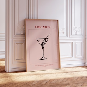 Trendy Pink Wandkunst, Martini Wandkunst, Girly Poster, Kokette Liebesnote, Liebesbrief, Pink Wandkunst, College Dorm Decor | Sofort Download