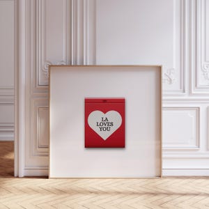 LA Loves You, trendy retro luciferdoosje, rode muurkunst, Californië-print | Vintage luciferdoosje, appartement esthetiek | Digitale download