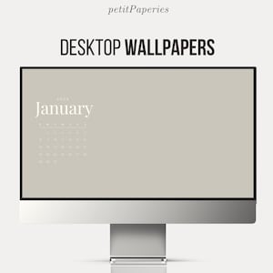 2025 Desktop Wallpapers Kalender | 12-Monats-Kalender Desktop-Hintergründe SET 4 Minimal Neutraler Kalender und Organizer | Sofort Download
