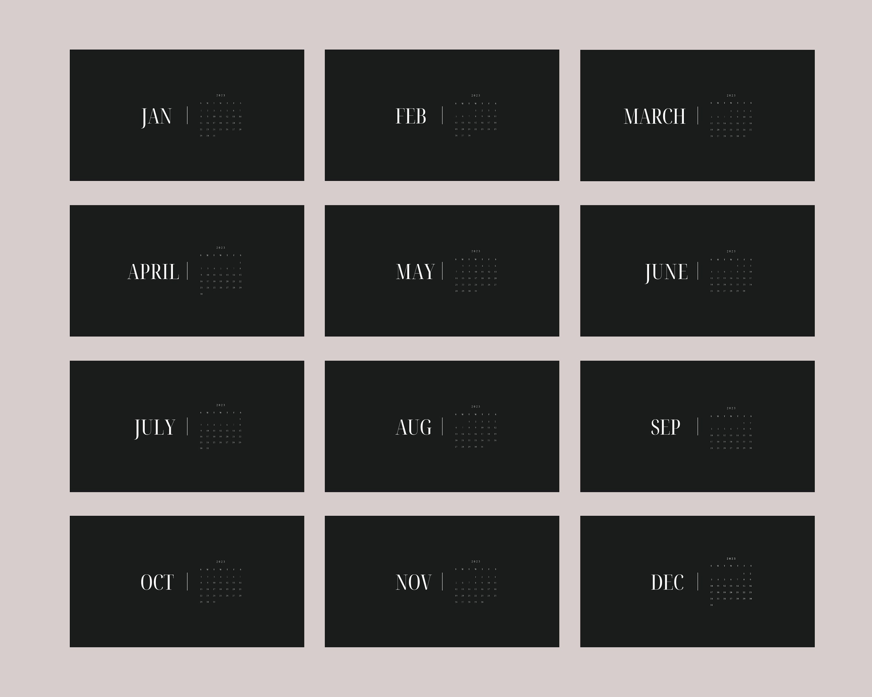 2025 デスクトップ壁紙カレンダー | 黒と白のクラシックな That Girl のコントラスト |  ミニマリストのシンプルなデザイン、ニュートラルなボヘミアン | Mac と Windows - Etsy 日本