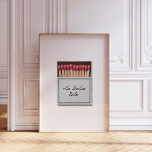 Coastal Matchbox Print La Dolce Vita trendy muurkunst, vintage blauw retro decor, Italië poster afdrukbare minimalistische poster | Direct downloaden