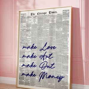 Kunst aan de muur kranten, funky esthetische muurkunst, vrijen maken kunst citaat print, trendy kunst aan de muur, slaapzaal decor kunst aan de muur | Digitale afdruk