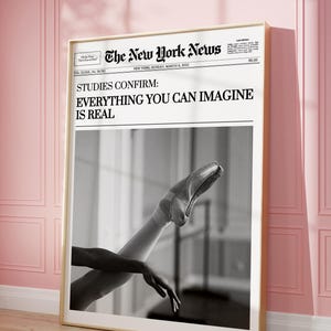 新聞プリント、トレンディなウォールアートポスター、バレエウォールアート、ニューヨークニュース、雑誌バーカートプリント、レトロガーリー寮 | 即時ダウンロード