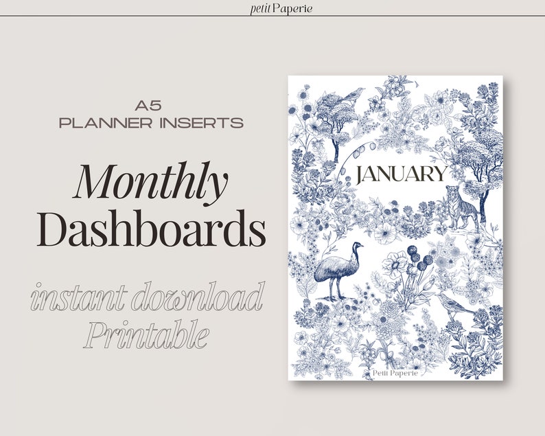 MONTHLY Printable Planner Dividers | Modern Minimalist Planner Inserts ...