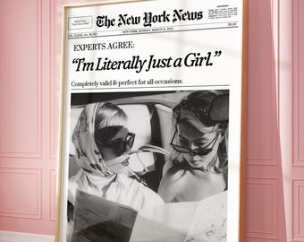 Trendy Newspaper Print Funny New York Wall Art Retro Magazine Poster, Bathroom Wall Print, Girly Dorm Room Retro Decor | Instant Download
