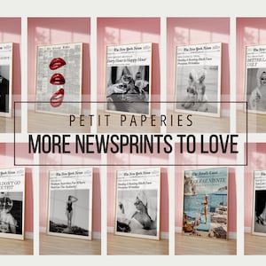 K&ouml;nnte beinhalten: Eine Collage aus neun gerahmten Drucken mit Schwarzwei&szlig;bildern und roten Akzenten. Die Drucke sind alle in einem einfachen wei&szlig;en Rahmen gerahmt und haben eine Vintage-Zeitungsaesthetik. Die Drucke zeigen verschiedene Bilder, darunter ein Telefon, Lippen, eine Frau im Badeanzug und eine Frau, die ein Buch liest. Der Text auf den Drucken umfasst "Every Hour Is Happy Hour", "Better Late Than Ugly", "Bad Vibes Don't Go With My Outfit", und "The Amalfi Coast Dolce Far Niente".