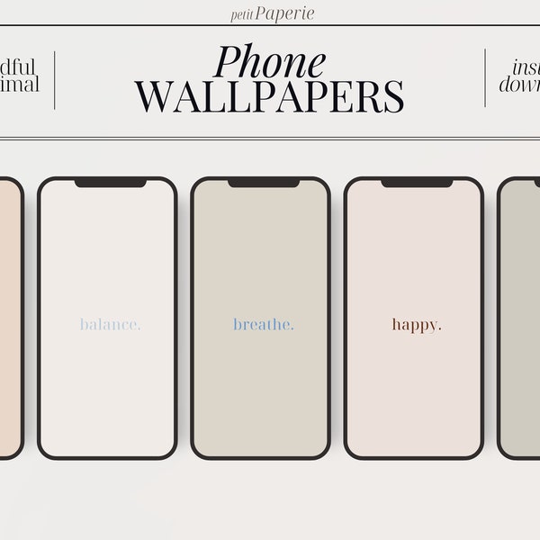 Mindful Minimal Phone Wallpaper Backgrounds | Neutral, Beige, Muted Colors | Instant Download | Neutral Beige, Pink, Green Aesthetic