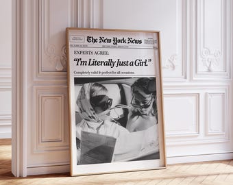 Trendy Newspaper Print Funny New York Wall Art Retro Magazine Poster, Bathroom Wall Print, Girly Dorm Room Retro Decor | Instant Download