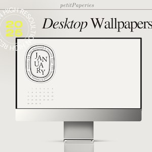 2025 Desktop Kalender Wallpapers 2024-2025 | Minimalist Modern schlichtes Design, Neutral Boho Beige | Mac und Windows | Set von 12 Monaten