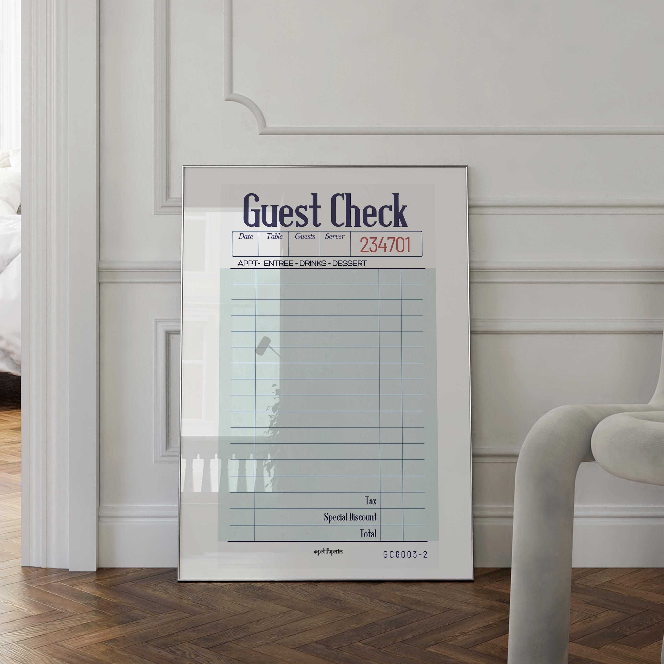 BLANK Guest Check Printable: Wedding Guest Book With Green Blue Guest ...