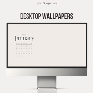 2025 Desktop Wallpapers Kalender | 12-Monats-Kalender Desktop-Hintergründe SET 4 Minimal Neutraler Kalender und Organizer | Sofort Download