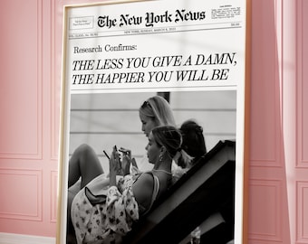 Trendy Newspaper Print, Retro Newsprint Headline Poster, Apartment Decor, Preppy Wall Art, College Dorm Decor Print | Instant Download