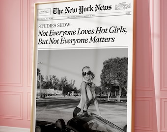 Trendy NewsPaper Print, Retro New York News Wall Art, Fashion Poster | Bar Cart, It Girl Dorm Retro Wall Art | Instant Download