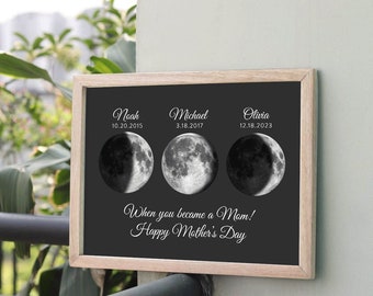 Mother’s Day Gift, Personalized Moon Phase Frame, Moon Phase Print, Moon Phase Art, Star Map by Date, Personalized Gift, Birthday Gift