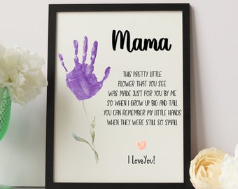 Personalized DIY Handprint Sign, Personalized Handprint Flower, DIY Handprint Sign, Custom Handprint Kid, Mother's Day Gift,Custom Name Sign