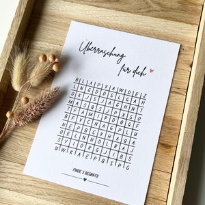 Überraschung Wortsuche | Geschenkkarte personalisierbar | A6