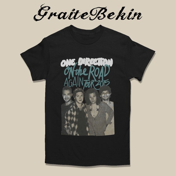 Vintage Design One Direction On The Road Again Tour Gift For Fan Black Unisex T-Shirt