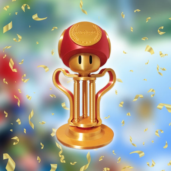 Mario Kart Inspired Mushroom Cup Trophy | Mario Kart Tournament Trophy | Gamer Gift | Gamer Room Decor