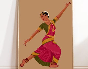 Bharatanatyam Dancer Print, Indian Classical Dance Poster, South Asian Decor (Digital Download)